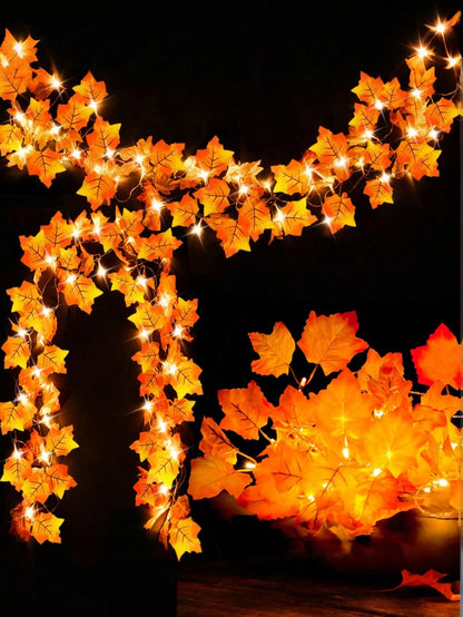 Ghirlanda autunnale con 40 LED, decorazioni per la casa per il Ringraziamento, Decorazioni interne autunnali per feste con amici, ghirlanda autunnale illuminata, totale 20 ft 40 LED