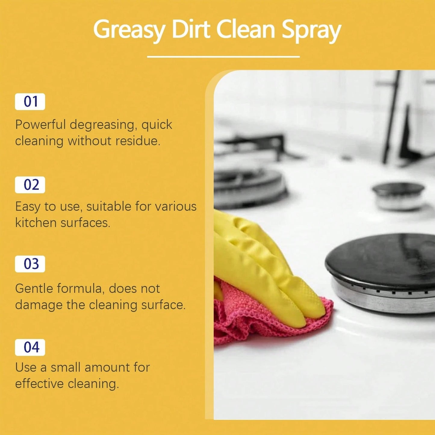Detergente per cucina antigrasso e antibatterico, spray multiuso per cucina