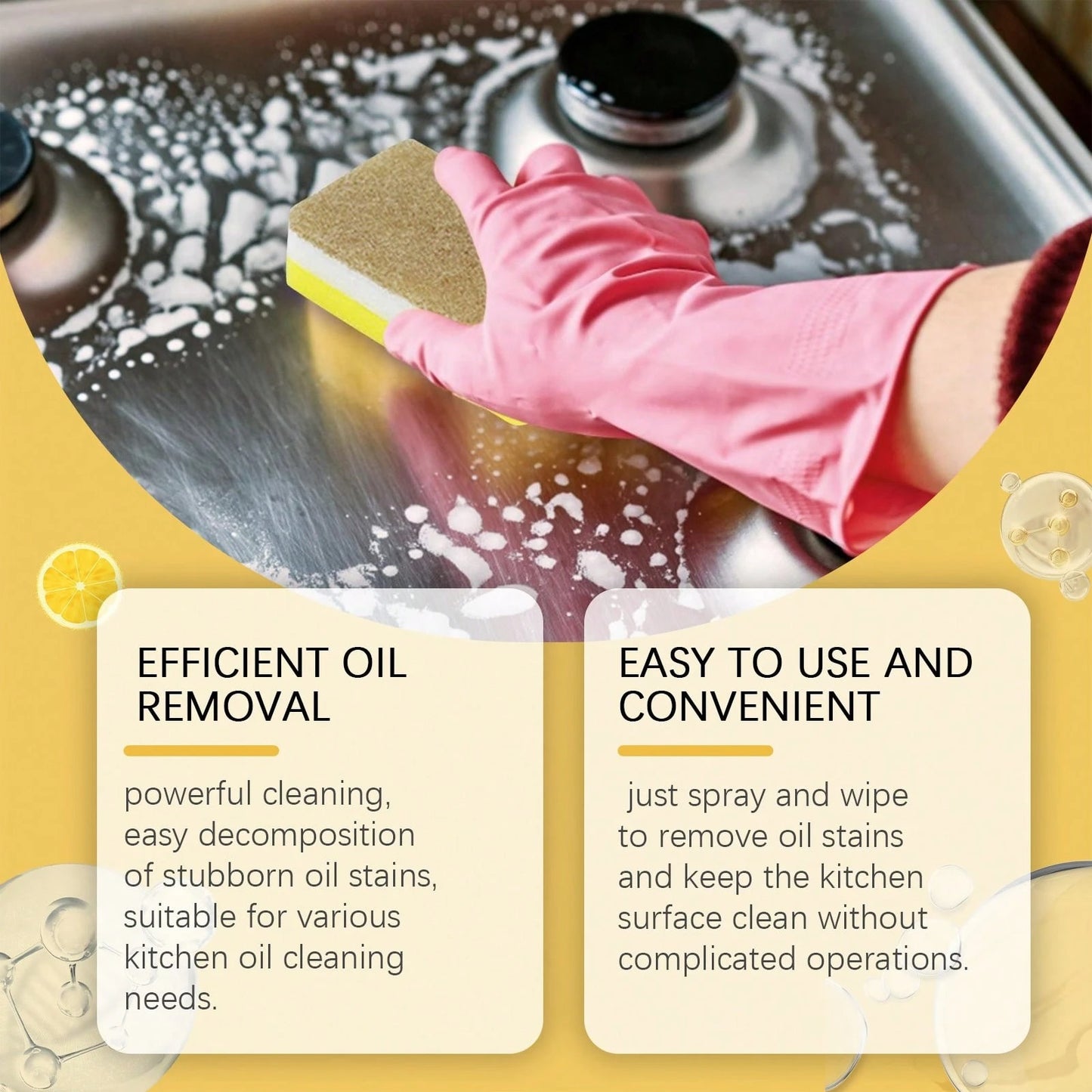Detergente per cucina antigrasso e antibatterico, spray multiuso per cucina