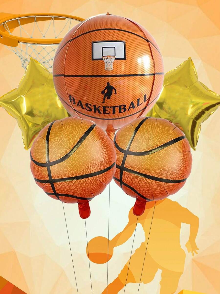 Set di palloncini da basket 4D stereoscopici, palloncini ad elio a forma di campo da basket, decorazione per feste a tema, compleanni, Natale