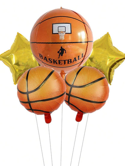 Set di palloncini da basket 4D stereoscopici, palloncini ad elio a forma di campo da basket, decorazione per feste a tema, compleanni, Natale