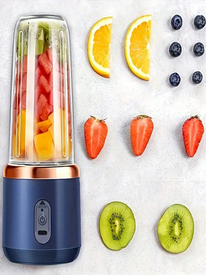 Frullatore portatile 2-in-1; Estrattore di succo con design a doppia tazza, lame in acciaio inossidabile, ricaricabile tramite USB