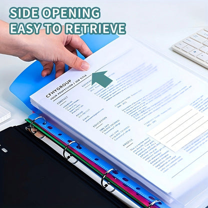 cartelle ad anelli con fori, formato A4, ad alta capacità, in materiale PP moderno, con tasche espandibili e porta etichette, adatte per scuola, casa, ufficio, registrazione presenze