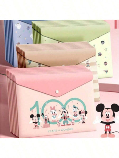 Cartella di formato A4 con motivo cartone animato, alta capacità, spessa, trasparente, impermeabile e anti-umidità, con chiusura a bottone, organizer per cancelleria