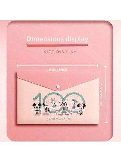 Cartella di formato A4 con motivo cartone animato, alta capacità, spessa, trasparente, impermeabile e anti-umidità, con chiusura a bottone, organizer per cancelleria