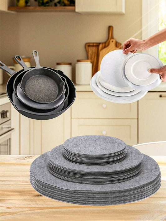 sottopentola e separatori per piatti in feltro opaco rotondi - 3 misure, senza graffi, resistenti al calore, accessori per la cucina multiuso per pentole, stoviglie e protezione della conservazione