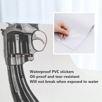 Rea 3D Gun, adesivi riutilizzabili autoadesivi in PVC per pareti e mobili, design realistico a weapon di fucile e pistola HK416, decorazione militare per la casa