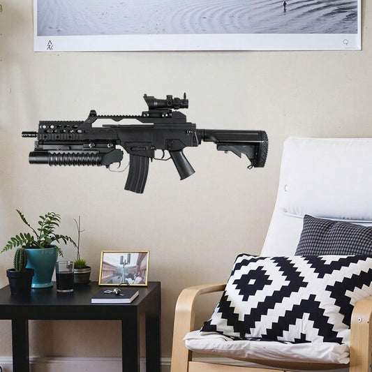 Rea 3D Gun, adesivi riutilizzabili autoadesivi in PVC per pareti e mobili, design realistico a weapon di fucile e pistola HK416, decorazione militare per la casa