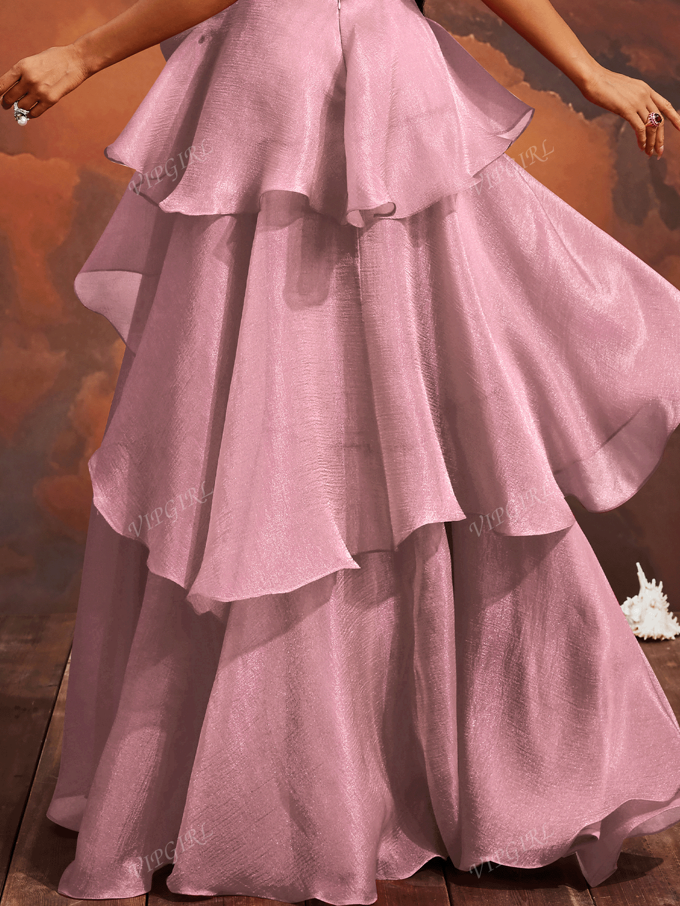 VIPGIRL Elegante abito da sera lungo con spalle scoperte, fiocco, scollo profondo e spacco alto, in colore rosa, abito da ballo, da cocktail elegante