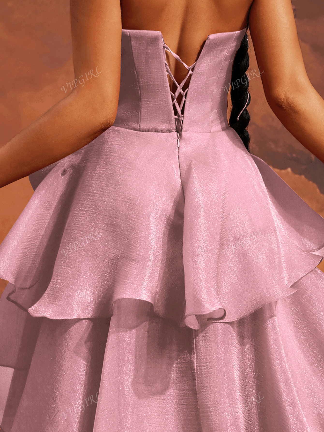 VIPGIRL Elegante abito da sera lungo con spalle scoperte, fiocco, scollo profondo e spacco alto, in colore rosa, abito da ballo, da cocktail elegante