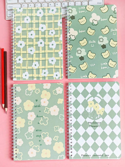 Set regalo di quaderni di estetica verde - 4 stili unici da 480/240/120/60 fogli, regali di apprezzamento per gli insegnanti e di laurea per gli studenti, in carta, 60 righe normali, quaderno scolastico A5, design a cartoni animati carini