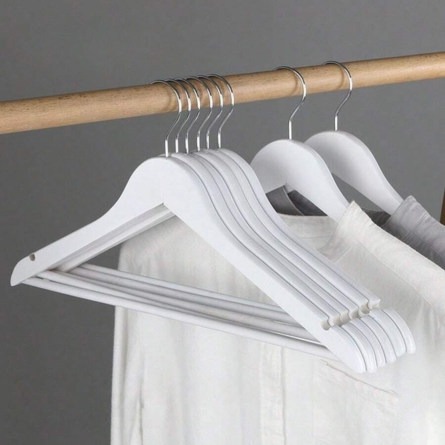 Pezzi Set di grucce in legno sottili, con tacca sulla spalla, grucce per pantaloni, gancio rotante a 360°, in legno di betulla, per appendere camicie, giacche, colore bianco nuvola, rastrelliera per asciugare, organizer per armadio