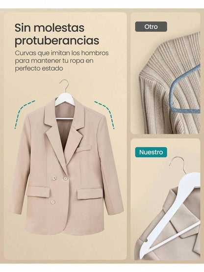 Pezzi Set di grucce in legno sottili, con tacca sulla spalla, grucce per pantaloni, gancio rotante a 360°, in legno di betulla, per appendere camicie, giacche, colore bianco nuvola, rastrelliera per asciugare, organizer per armadio