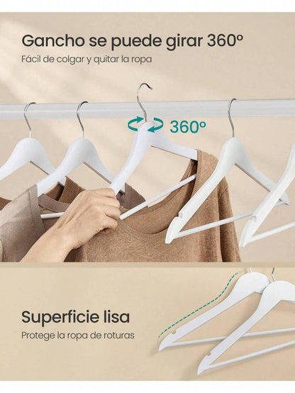Pezzi Set di grucce in legno sottili, con tacca sulla spalla, grucce per pantaloni, gancio rotante a 360°, in legno di betulla, per appendere camicie, giacche, colore bianco nuvola, rastrelliera per asciugare, organizer per armadio