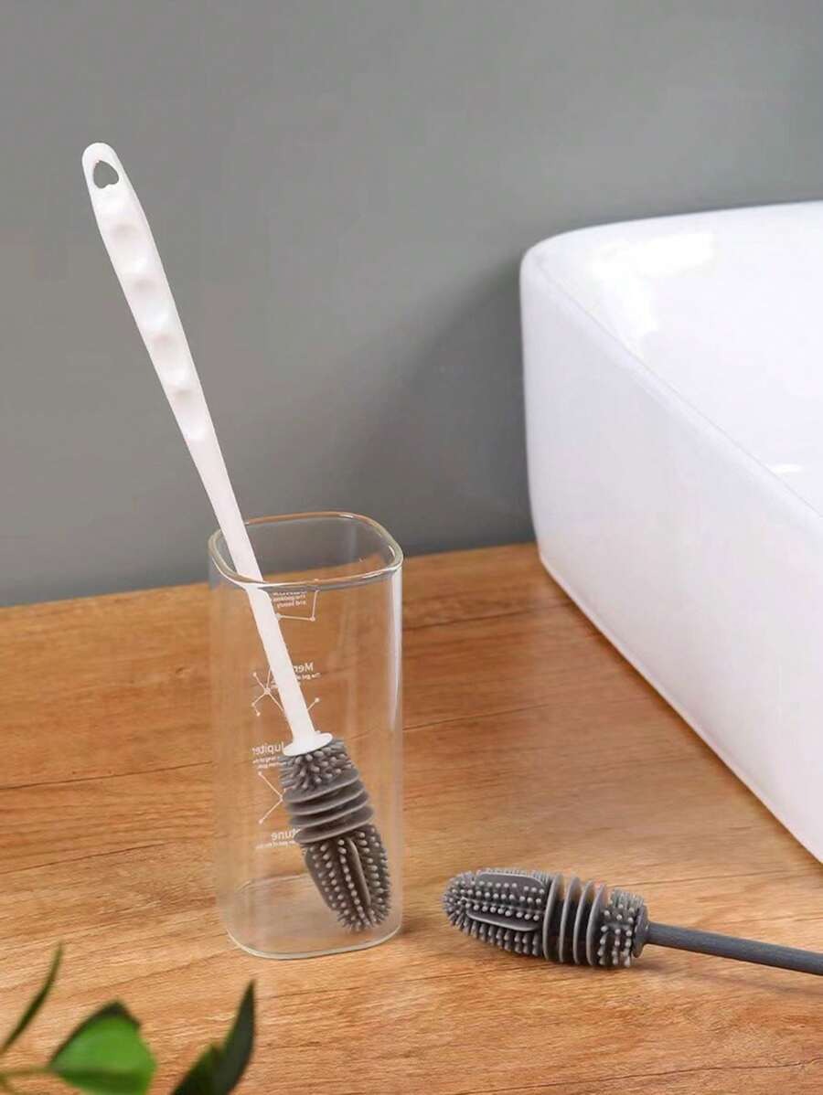 Spazzola multicolore in silicone con manico lungo per la pulizia di tazze, bottiglie e stoviglie in cucina, pulitore riutilizzabile per teiere, bottiglie di latte
