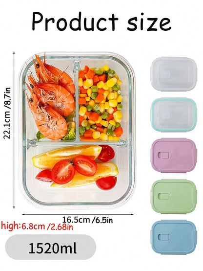 1/2 Porzione Contenitore per Alimenti con Coperchio, Lunch Box in Vetro Microonde-Friendly, Contenitore per Pasti per Ritorno a Scuola