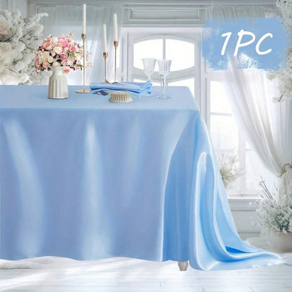 Tovaglia rettangolare in poliestere blu chiaro - Tessuto liscio, adatto per raduni, cene festive, matrimoni e banchetti, tovaglie da festa | Elegante decorazione per tavolo da pranzo
