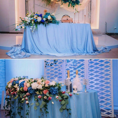 Tovaglia rettangolare in poliestere blu chiaro - Tessuto liscio, adatto per raduni, cene festive, matrimoni e banchetti, tovaglie da festa | Elegante decorazione per tavolo da pranzo