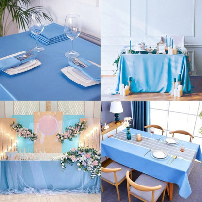 Tovaglia rettangolare in poliestere blu chiaro - Tessuto liscio, adatto per raduni, cene festive, matrimoni e banchetti, tovaglie da festa | Elegante decorazione per tavolo da pranzo