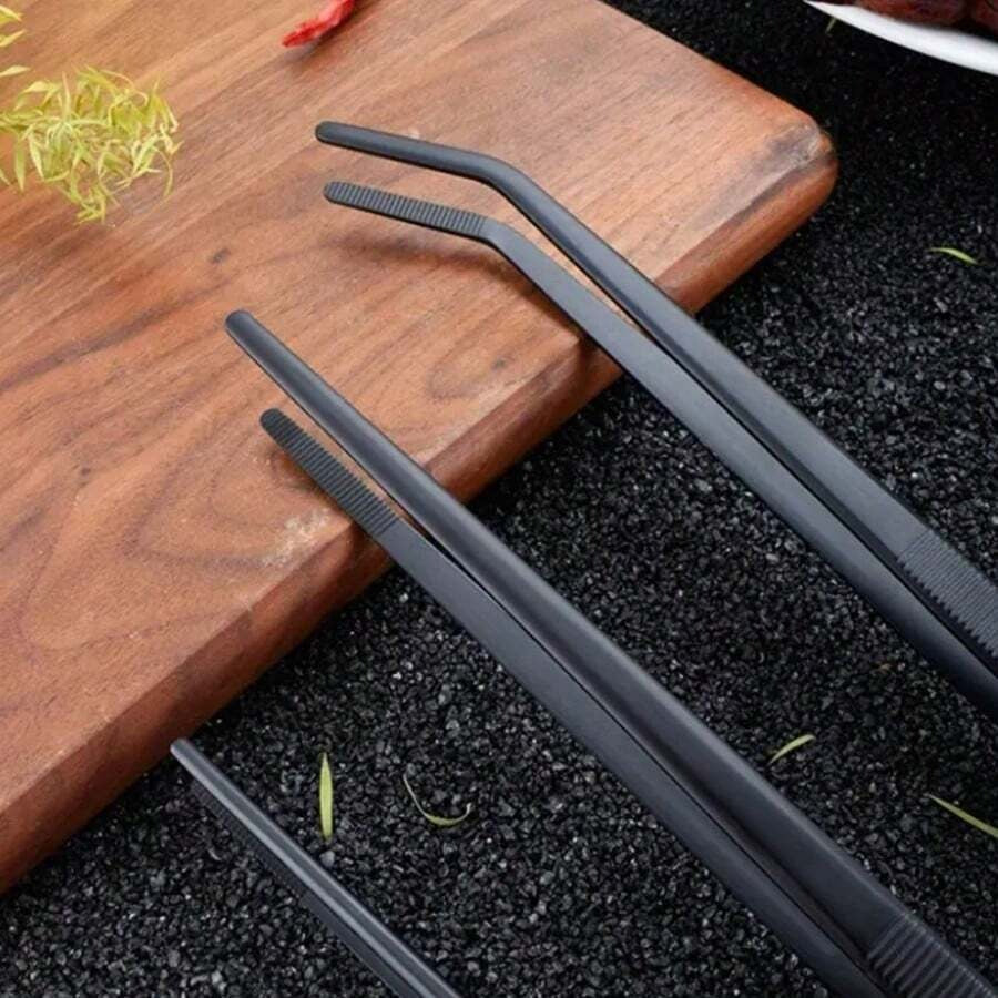 Set di 3 pinze da cucina in acciaio inossidabile - Pinze stile coreano per barbecue, molletta per barbecue e pinze per servire il cibo - Ideali per bistecca, buffet, sushi e decorazione della tavola