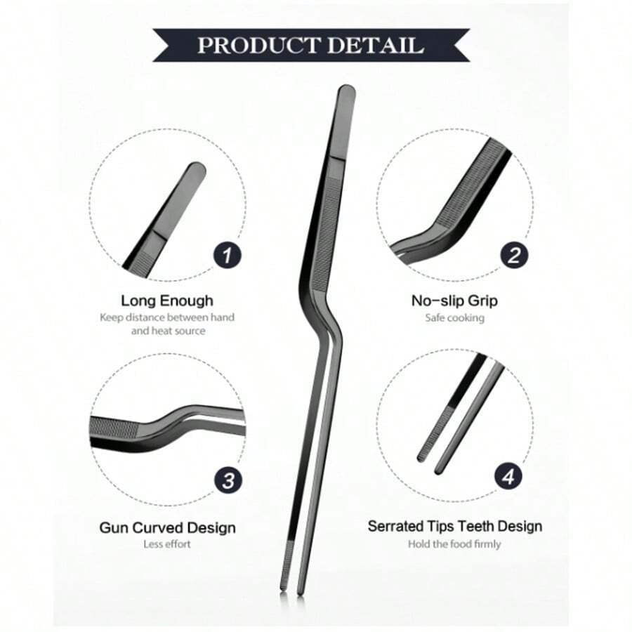Set di 3 pinze da cucina in acciaio inossidabile - Pinze stile coreano per barbecue, molletta per barbecue e pinze per servire il cibo - Ideali per bistecca, buffet, sushi e decorazione della tavola