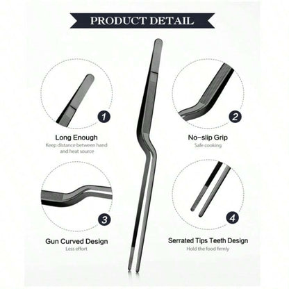 Set di 3 pinze da cucina in acciaio inossidabile - Pinze stile coreano per barbecue, molletta per barbecue e pinze per servire il cibo - Ideali per bistecca, buffet, sushi e decorazione della tavola
