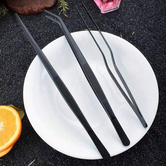 Set di 3 pinze da cucina in acciaio inossidabile - Pinze stile coreano per barbecue, molletta per barbecue e pinze per servire il cibo - Ideali per bistecca, buffet, sushi e decorazione della tavola