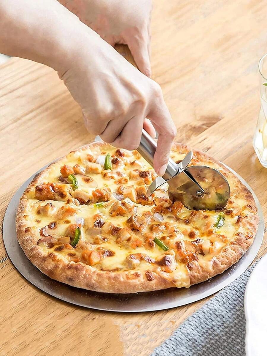 1 pezzo di affettatrice per pizza in acciaio inossidabile, pala per pizza in acciaio inossidabile, utensile da cucina in acciaio inossidabile per pizza, waffle, preparazione di impasti, dessert, ect