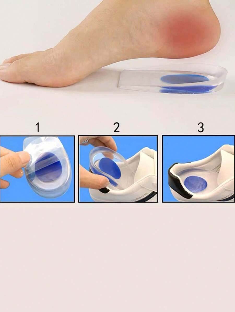 1 Paio di Sottopiedi in Silicone Morbido, Cuscinetti Ammortizzanti Trasparenti per il Tallone, Solette Massaggianti per Uomini e Donne, Strumento per la Cura dei Piedi