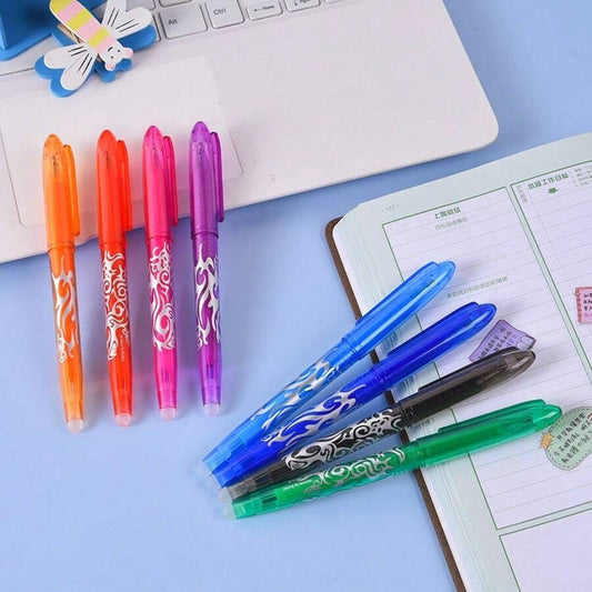 Penna cancellabile blu con punta a gomma, penna a frizione con gomma da cancellare, penna gel che si cancella in modo pulito, articoli di cartoleria per scrivere adatti a bambini e adulti
