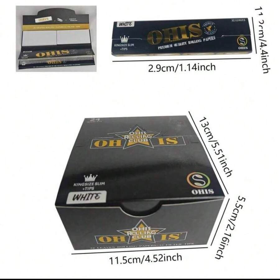 Cartine Arrotolabili in Polpa di Legno Sbiancato 110 mm con Filtri Bianchi, Carta da Rollare Lenta. Libretto Manuale per Sigarette Arrotolate, Accessori per Fumatori. 1 Scatola Contiene 32 Cartine + 32 Filtri.