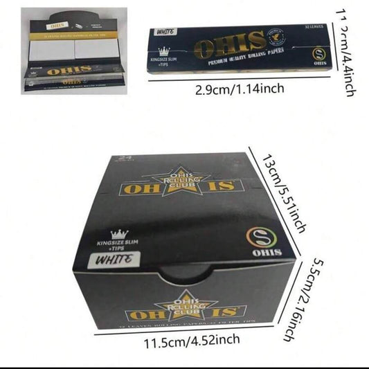 Cartine Arrotolabili in Polpa di Legno Sbiancato 110 mm con Filtri Bianchi, Carta da Rollare Lenta. Libretto Manuale per Sigarette Arrotolate, Accessori per Fumatori. 1 Scatola Contiene 32 Cartine + 32 Filtri.