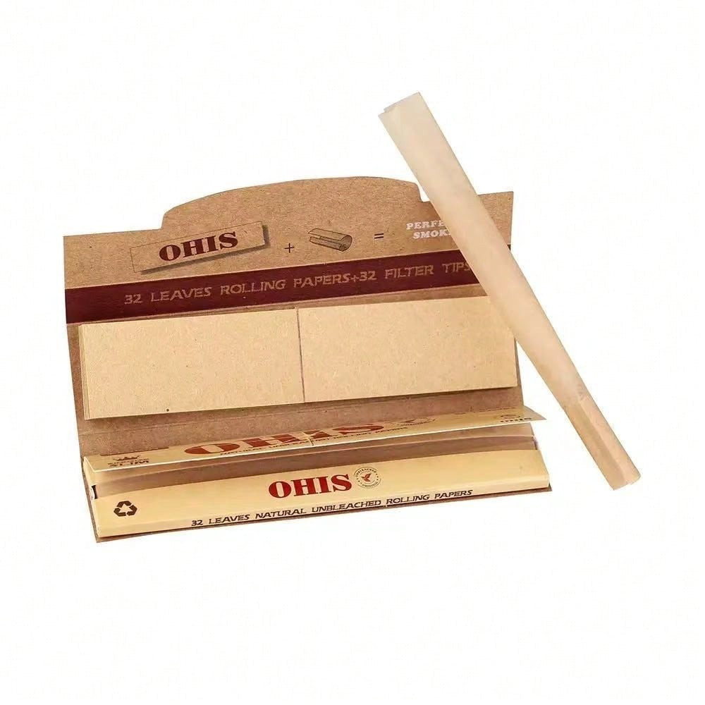 32 cartine per sigarette + 32 filtri per libro, formato 110mm con rotolo di filtri, bruciatura lenta e stabile, facile da usare, accessorio domestico, regalo per amici per la realizzazione fai-da-te di sigarette, regalo per fumatori