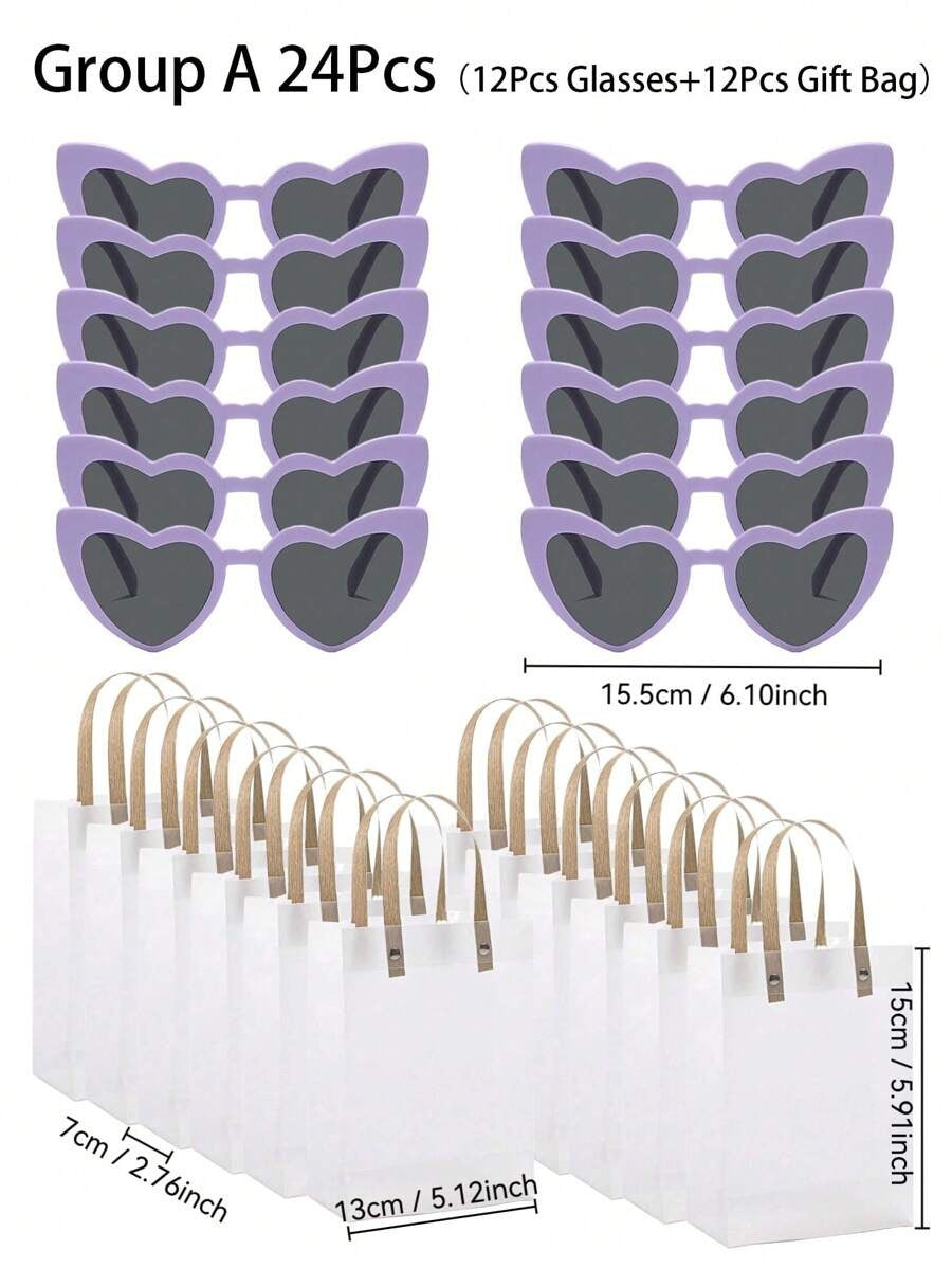 occhiali a forma di cuore per feste di addio al nubilato, regali per damigelle, forniture per matrimoni, articoli per feste, accessori per foto di compleanno, occhiali da spiaggia, occhiali per animali domestici, set regalo con borsetta