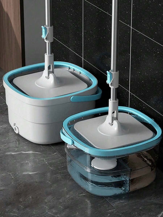 Set di secchio e mocio rotante per casa, secchio con separazione acqua sporca, mocio rotante per casa, lavaggio senza usare le mani, mocio per polvere, uso bagnato e asciutto, molto adatto per casa, cucina, bagno, pavimenti