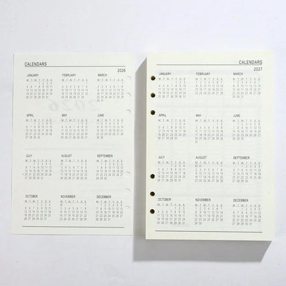 Ricarica per calendario inglese formato A5 2026, 180 fogli/360 pagine, pianificatore giornaliero 365 giorni, per gestione del tempo, adatto per l'anno 2026