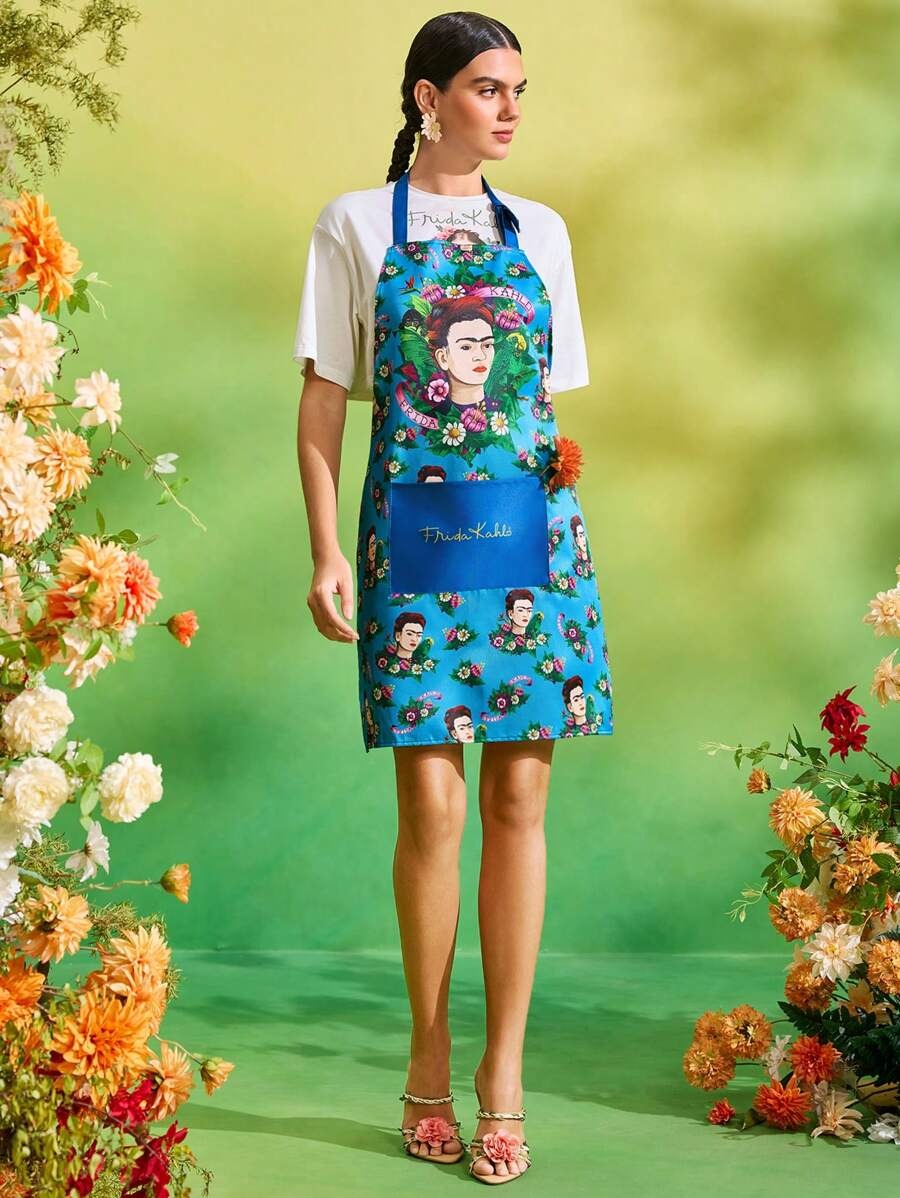 Grembiule con design Frida, adatto sia per uomini che per donne, ideale per cucinare e fare il pane