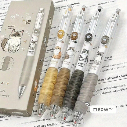 Penna a sfera con tema carino di gatti - punta fine da 0,5 mm, inchiostro nero ad asciugatura rapida - rettrattile alla moda e divertente, adatta per ufficio, scuola e uso domestico, penna da scrittura, forniture scolastiche, ritorno a scuola