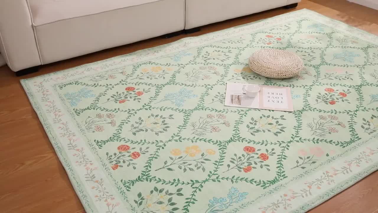 Tappeto d'area in velluto di lusso - Versione premium lavabile in lavatrice, con materiale più spesso e denso, tappeto in poliestere resistente allo sbiadimento, adatto per soggiorno, camera da letto, ufficio e decorazione esterna