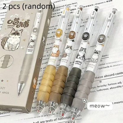 Penna a sfera con tema carino di gatti - punta fine da 0,5 mm, inchiostro nero ad asciugatura rapida - rettrattile alla moda e divertente, adatta per ufficio, scuola e uso domestico, penna da scrittura, forniture scolastiche, ritorno a scuola