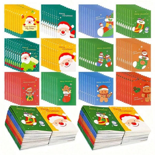 Blocchetti per appunti natalizi mini - Disegni di Babbo Natale e pupazzo di neve, tascabili, con diversi motivi natalizi