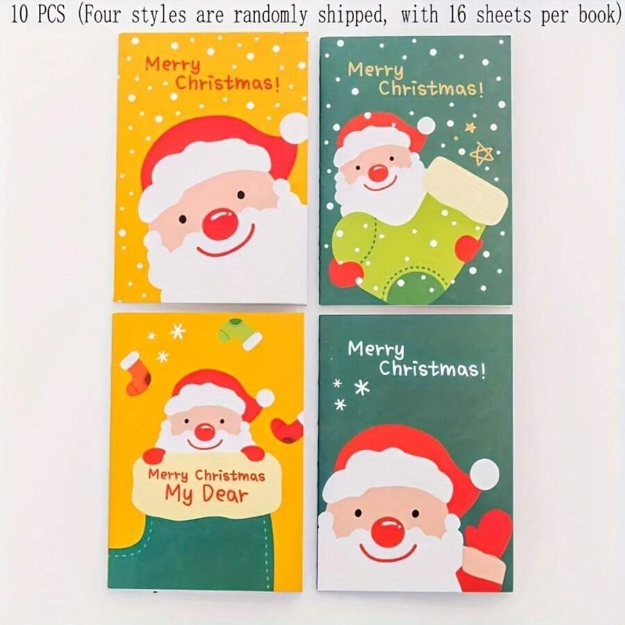 Blocchetti per appunti natalizi mini - Disegni di Babbo Natale e pupazzo di neve, tascabili, con diversi motivi natalizi