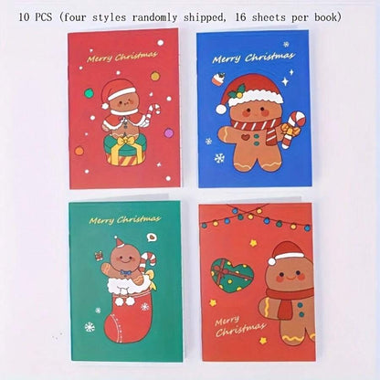 Blocchetti per appunti natalizi mini - Disegni di Babbo Natale e pupazzo di neve, tascabili, con diversi motivi natalizi