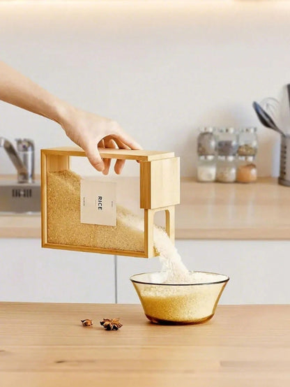 Contenitori per alimenti di alta qualità con coperchi scorrevoli, scatole per alimenti in legno creative - perfette per pasta, cereali ecc.