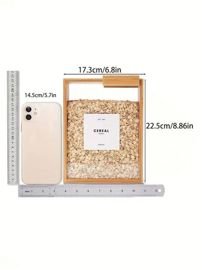 Contenitori per alimenti di alta qualità con coperchi scorrevoli, scatole per alimenti in legno creative - perfette per pasta, cereali ecc.