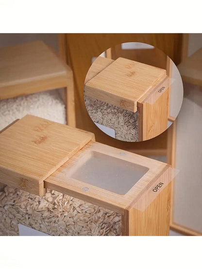 Contenitori per alimenti di alta qualità con coperchi scorrevoli, scatole per alimenti in legno creative - perfette per pasta, cereali ecc.