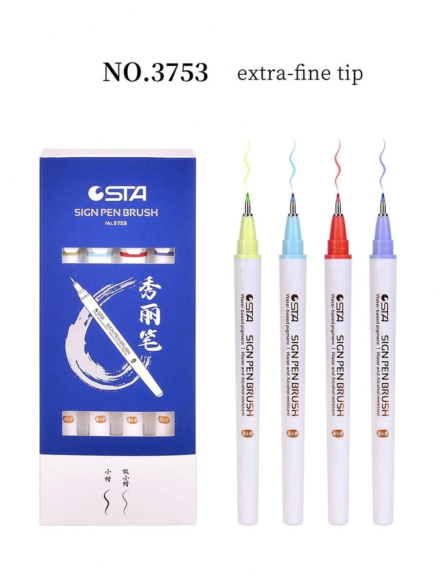 Penne da calligrafia con alfabeto manoscritto, pennarelli con pennello per calligrafia, impermeabili, per scrittura a mano, pittura artistica, schizzi, scrapbooking, journaling - Set da principiante