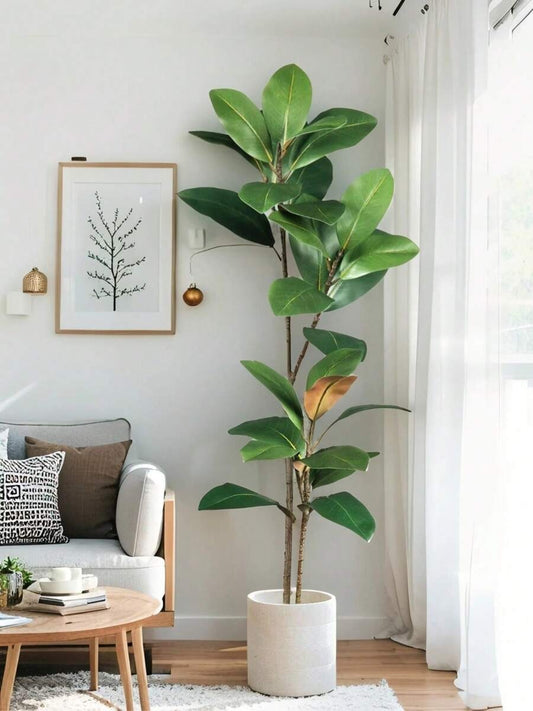 Albero di Magnolia artificiale da 1,1 m, ramo di Magnolia artificiale autunnale, piante artificiali di banyan tropicale, ramo di gomma a foglia di violino, piante verdi artificiali