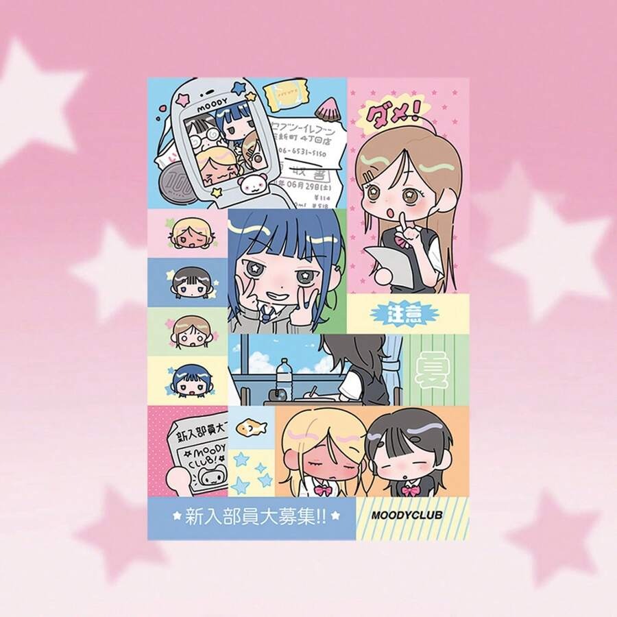 Foglio di adesivi di stile giapponese kawaii per diari di ragazze, adesivi decorativi con personaggi dei cartoni animati per scrapbooking/organizer, forniture scolastiche