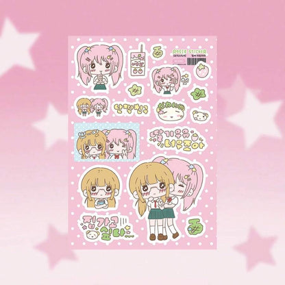 Foglio di adesivi di stile giapponese kawaii per diari di ragazze, adesivi decorativi con personaggi dei cartoni animati per scrapbooking/organizer, forniture scolastiche